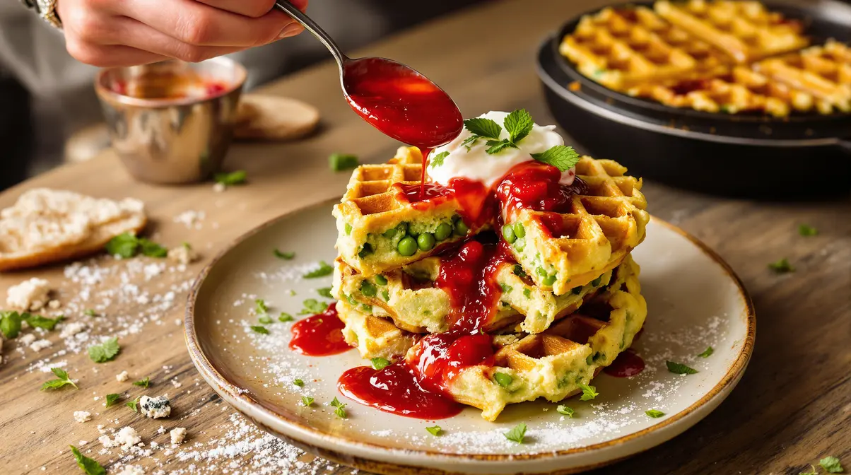 Ik maak doperwt-muntwafels met snelle aardbei-gembercompote: het frisse recept van MAX Ik maak doperwt-muntwafels met snelle aardbei-gembercompote: het frisse recept van MAX