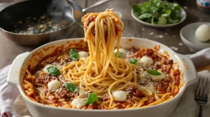 Vergeet gewone pasta: deze spaghetti uit de oven verrast je met extra smaak en een krokante korst